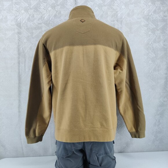 prAna Jacket Mens Large Brown Tan Full Zip Fleece Mock Neck Casual Outdoor Warm - Picture 2 of 11